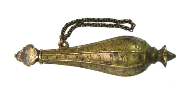 Collectible Old Brass Chuna – Dani Box Betel Lime Paste Container Box i22-88