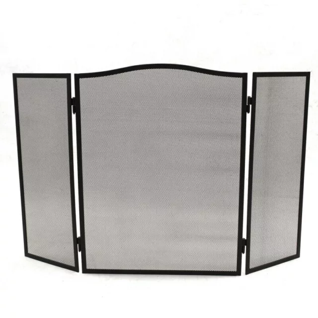 Protector de arco de malla de acero 3 paneles con pantalla plegable contra incendios grande negro 3