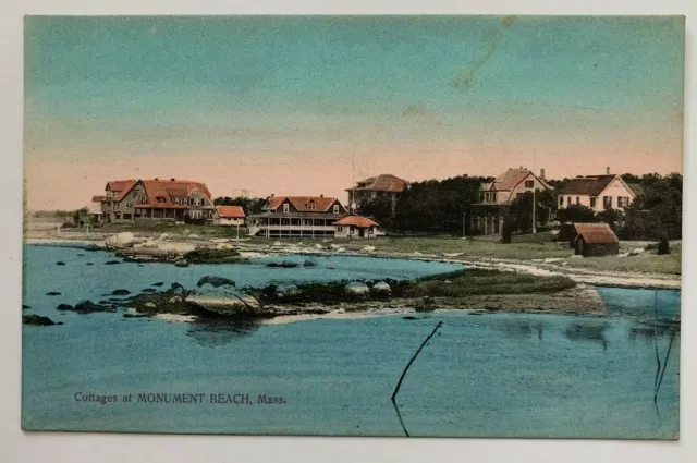 ca 1910s MA Postcard Cape Cod Monument Beach Cottages houses waterfront vintage