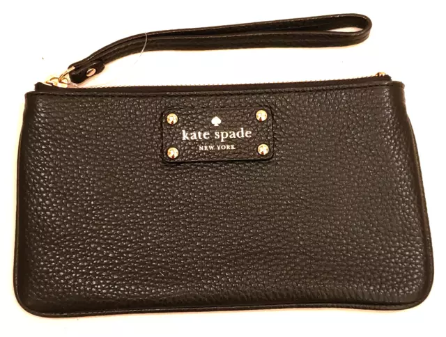 Kate Spade NewYork Zippered Chrissy Wristlet/Clutch Black Berkshire Road Leather