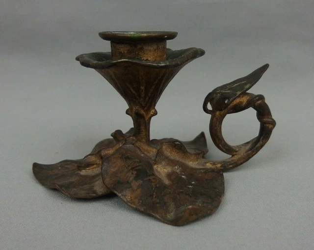 Petit Bougeoir à Main En étain - Charme Vintage, Hauteur 12 Cm
