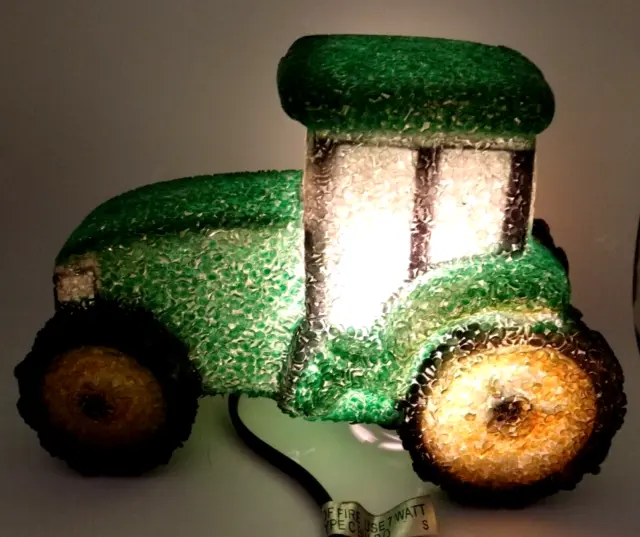 Vintage Green Tractor Night Light Lamp Popcorn Yellow an Green Works Glows