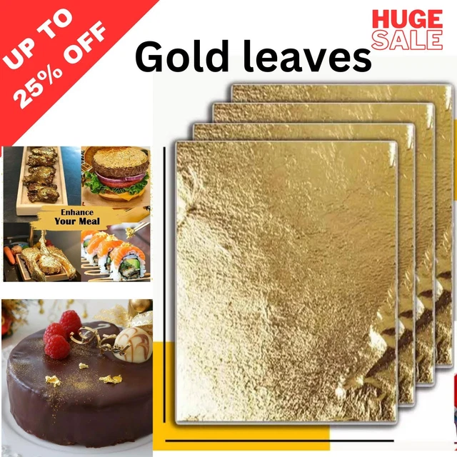 GENUINE GOLD LEAF Sheet 24K Carat Edible Cooking Baking Food grade 4 ...