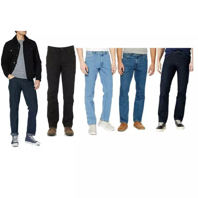 Wrangler Jeans Men's Regular Fit Stretch Straight Leg Men Pants Size 30 - 44