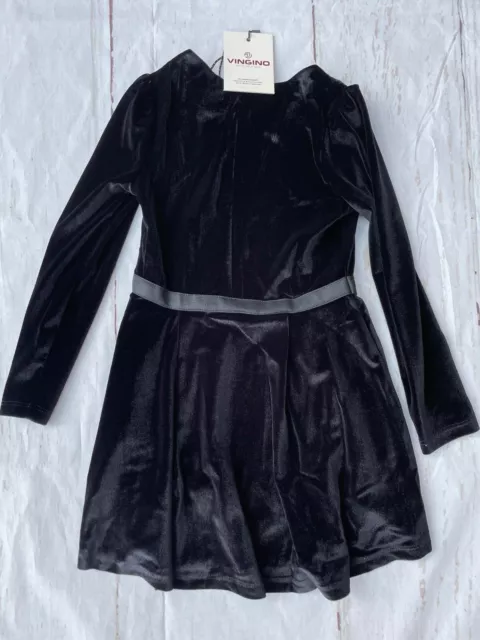 Abito da bambina Vingino nuovo con etichette, colore nero intenso, velluto, età 5 anni, prezzo di prezzo £52