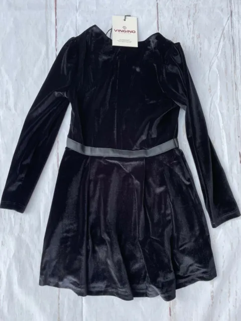BNWT Vingino Girls Dress, Colour Deep Black, Age 12 Years, Velour, RRP £52