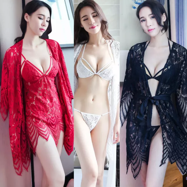 Women Sexy Lingerie Lace Robe Underwear Babydoll Nightwear Sleepwear Dress Sets