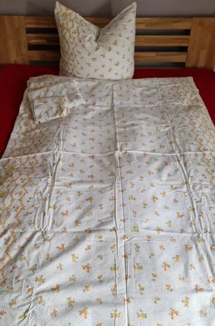 4 piezas de ropa de cama luminosas dispersas 0range Retro Vintage Shabby años 70 ropa de cama de granjero