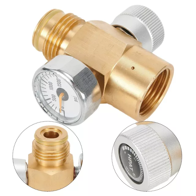 1pc Paintball CO2 Tank On/off Valve Pin Adapter Brass With 1500 Psi-Gauge