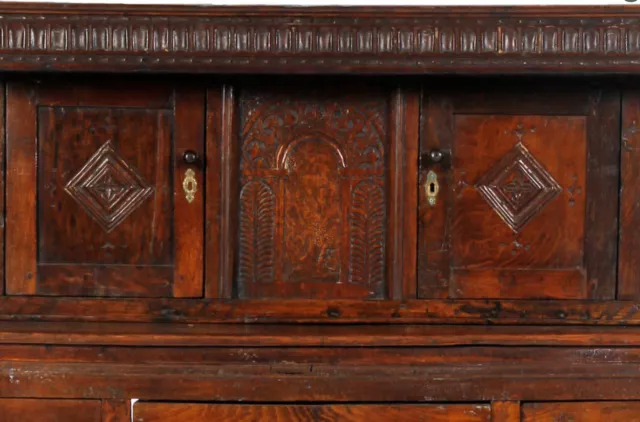 Antique 17th Century Vernacular Rustic Oak Court Cupboard Dresser Sideboard 3