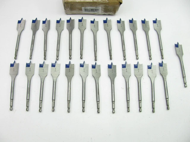 (25) Pcs -  1 X 6" X 1/4" Quick Change Hex Shank Flat Boring Bits (1" X 6")