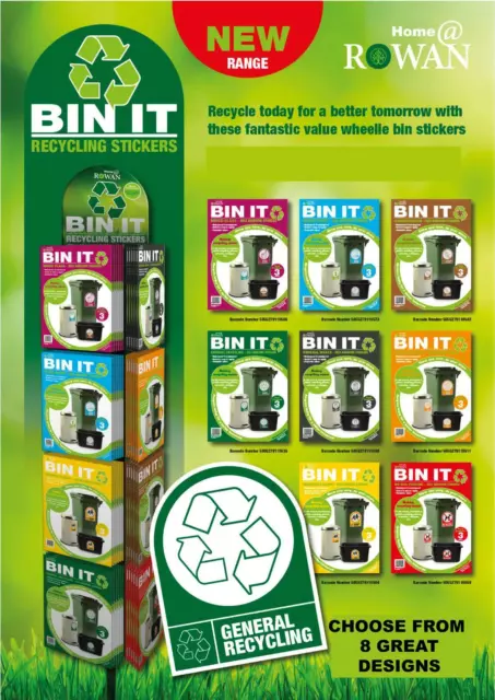 Stickers for Wheelie Bins etc -  Recycling & Safety - Easy Application - 8 Types