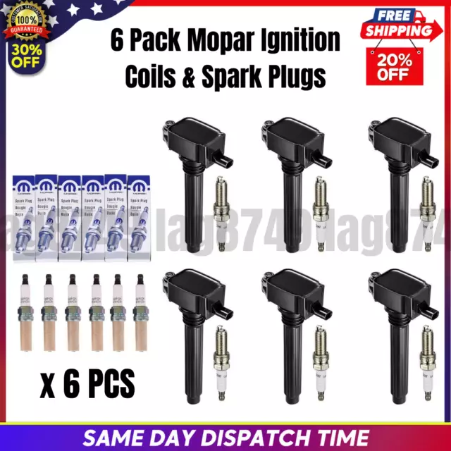 6 Pack Mopar Ignition Coils & Spark Plugs For Chrysler Jeep-Dodge Ram 3.6L UF648