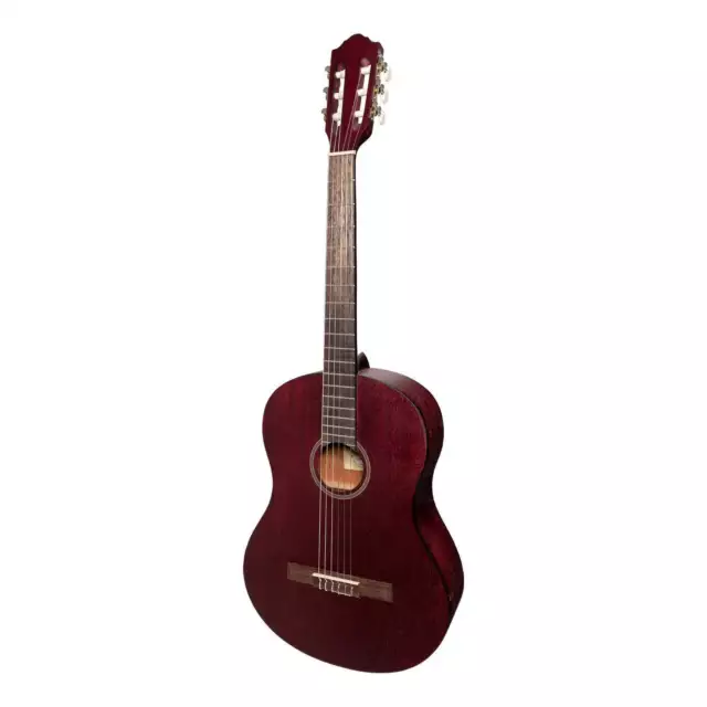 Martinez 'Slim Jim' Full Size Student Classical Guitar with Built In Tuner (Red)