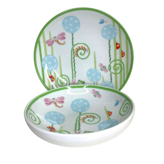 Tiffany Fiddleheads Frog Print Children's China Set Plate & Bowl Made In Japan