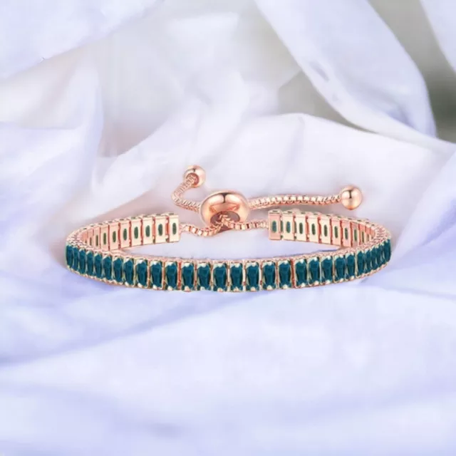 Tennisarmband, Armband 18K/ 750 Rosegold pl. verstellbar Saphir blau Zirkonia