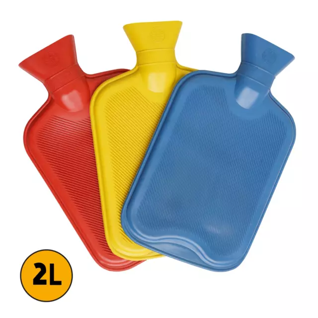 3Stk 2 Liter Wärmflasche mit Bezug Gummi 2L Wärmekissen Bettflasche Wärmeflasche