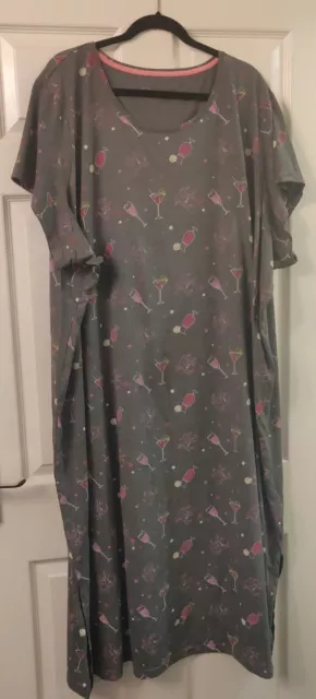 Pretty Secrets Long Grey Motif Nightdress Size 26/28