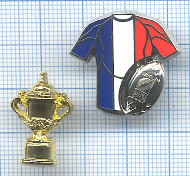 Lot 2 Pin's ARTHUS BERTRAND RUGBY Coupe du Monde FRANCE 2007 Maillot Français