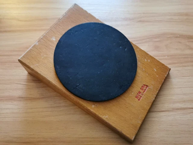Vintage Premier New Era Practice Pad mounted on Angled Wood Made in England 70's