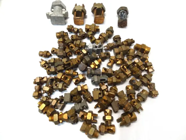 Lot of 87 Mostly Copper Split Bolt Connectors (8) different sizes