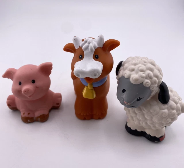 Vintage  1997 Fisher Price Little People Farm Animals Cow Pig Sheep