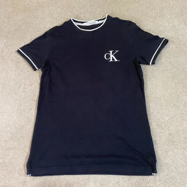 Calvin Klein T Shirt Mens Small S Black Casual Logo Short Sleeve Cotton