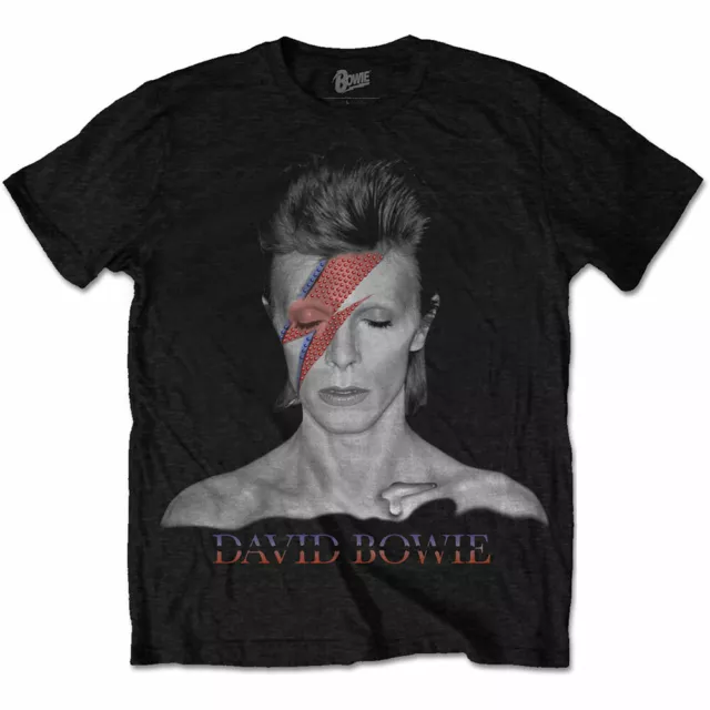 Official David Bowie T Shirt Aladdin Sane Black Mens Classic Rock Tee Unisex NEW