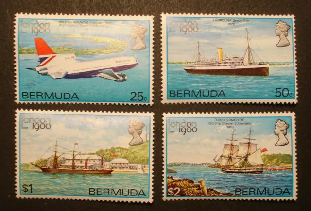 Bermuda 1980: Satz SCHIFFE / SEGELSCHIFFE / FLUGZEUGE -postfrisch / **