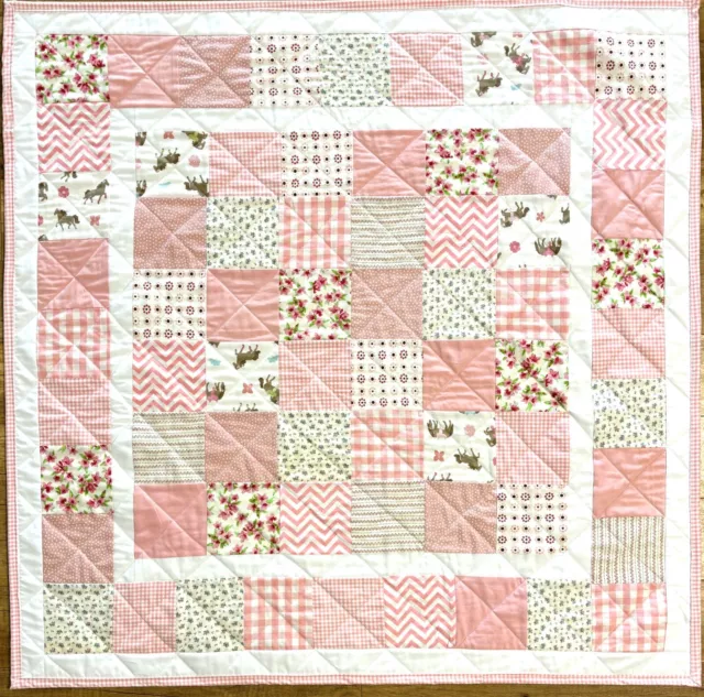 Baby Quilt Girl's Handmade Pink   XL  42"x42" Patchwork Blanket- Great Gift