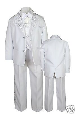 D1 New Boy Wedding Communion Formal no tail Tuxedo Suit 2 3 4 5 6 7 8 -16 WHITE