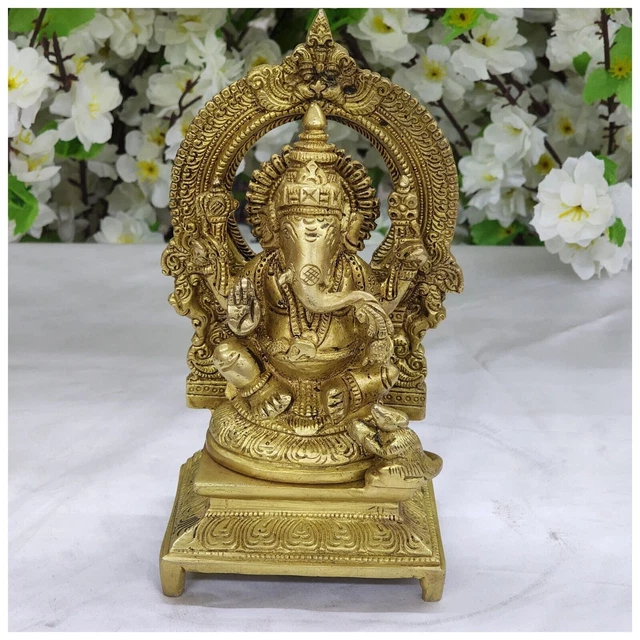 LARGE GANESHA STATUE Brass Vinayaka Idol Ganpati Figure Good Luck God