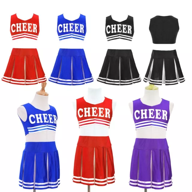 Costume uniforme cheerleading ragazza top + gonna pieghevole abiti cosplay set festa