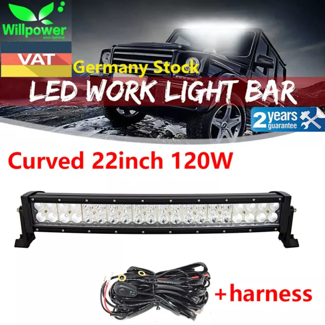 22inch 120W curved LED work light bar for off road truck 4WD JEEP SUV +Wiring