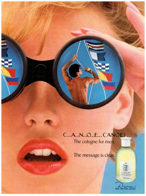 Canoe Dana Cologne for Men Sexy Shirtless Man VTG Print Advertisement 8x11 1989