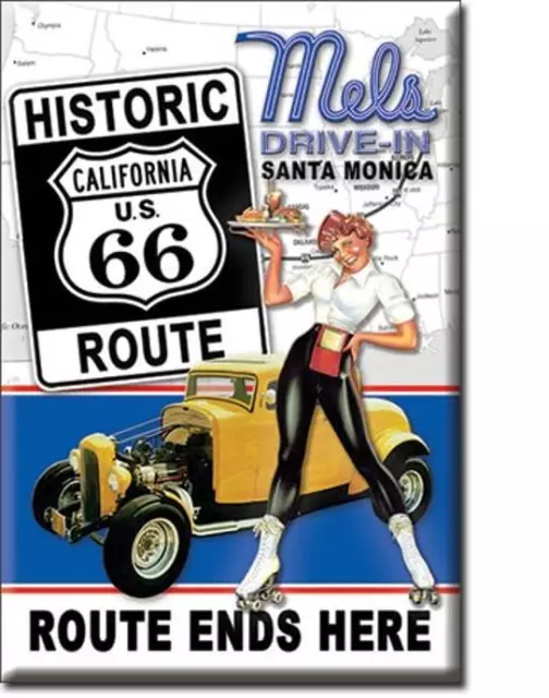 Mel's Santa Monica Drive In Diner - Route 66 Hotrod USA Magnet Magnetschild
