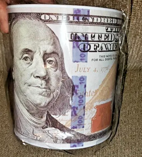Benjamin Franklin 6" coin bank 1 hundred dollar bill novelty great gift