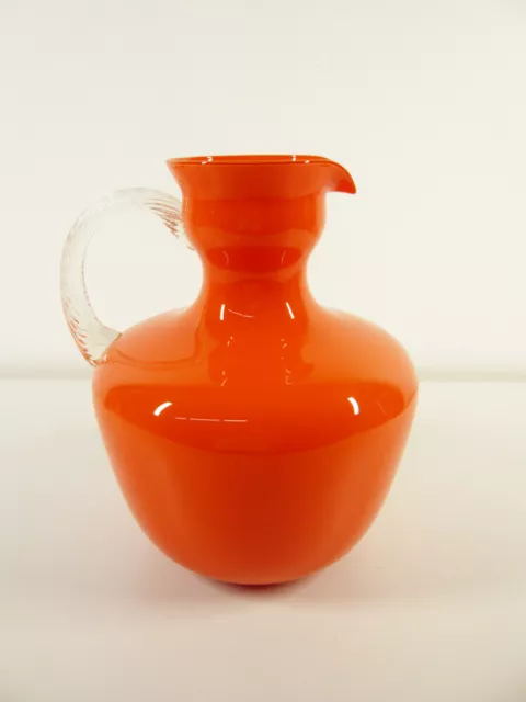 Vintage Pop Art Opalino Italia Vase mit Henkel orange handmade Ø=20cm H=24,5cm