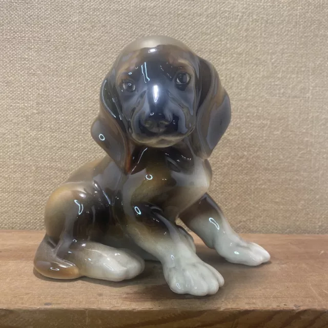 Vintage Sad Beagle Puppy Hound  Dog Porcelain Figurine So Sweet!!