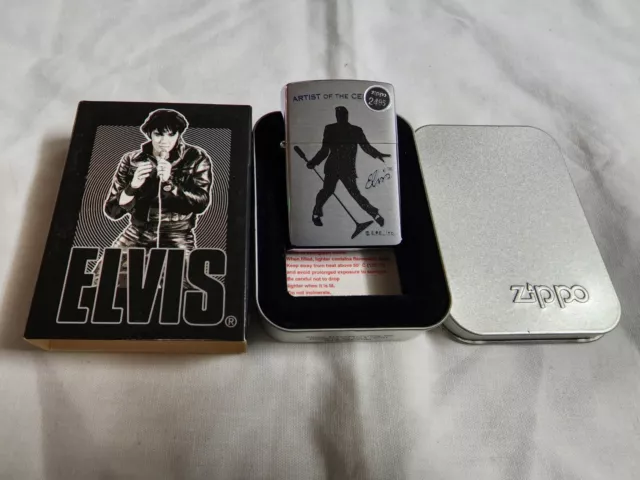 Zippo 2002 Lighter Elvis Artist Of The Century With Box. NEW SEALED UNUSED. RARE