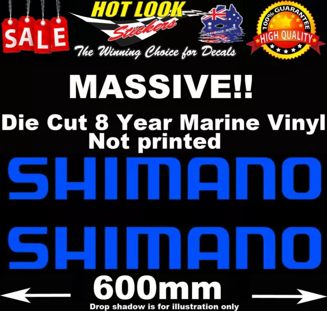 SHIMANO Fishing Stickers x2 HUGE 600mm Wide Decals for boat 4X4 Trailer Caravan