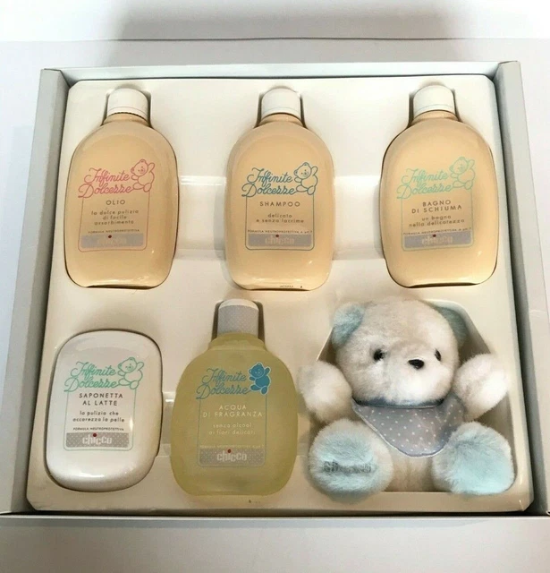 Chicco infinite dulcezze colonia jabón oso de peluche gran conjunto cosmético azul vintage