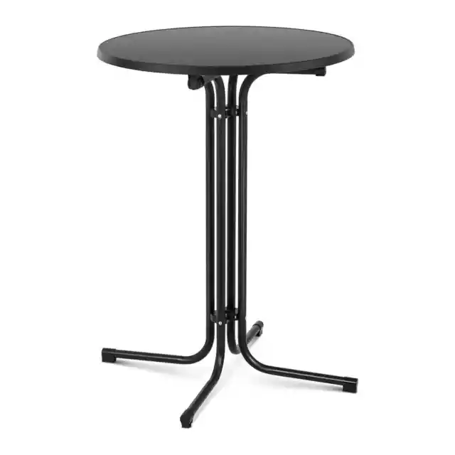 Table haute de bar DOMINIK table bistrot ronde hauteur réglable avec plateau  tournant en plastique blanc et socle en métal chromé