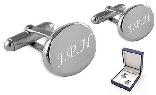 MENS PLAIN OVAL STERLING SILVER CUFFLINKS Unbeatable England Quality Value Gift