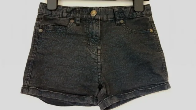 George Girls pantaloncini denim neri e blu regolabili in vita con bottoni taglia 7-8