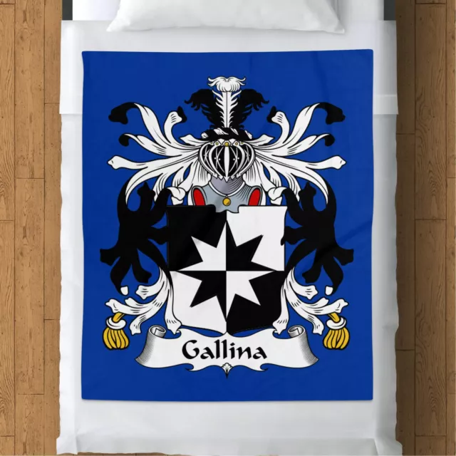 Gallina Italian Heraldic Crest Fleece Blanket, Monochrome Knight's Armor Emblem