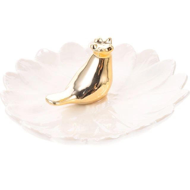Decoración de pájaros grabado en anillo cerámica joyería joyería bandeja joya joya S