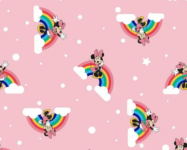 Disney Arcobaleno Righe Minnie Mouse 100% Cotone Tessuto Varie Disegni 8