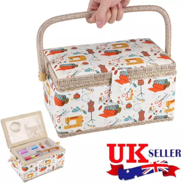 Fabric Large Needle Thread Sewing Basket Tool Household Storage Box Rectangle