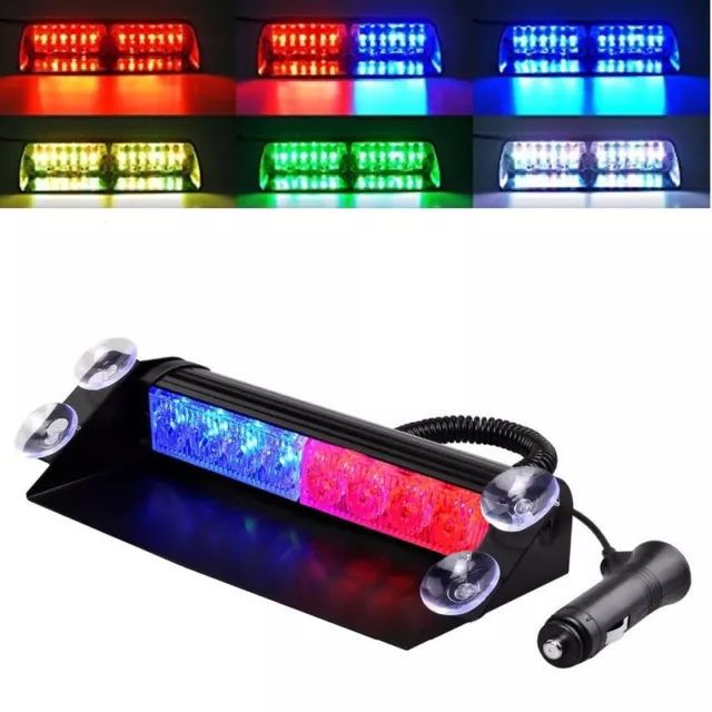 Car LED Strobe Light Red/Blue Signal Lamps Emergency Flashing Warning Light 12V